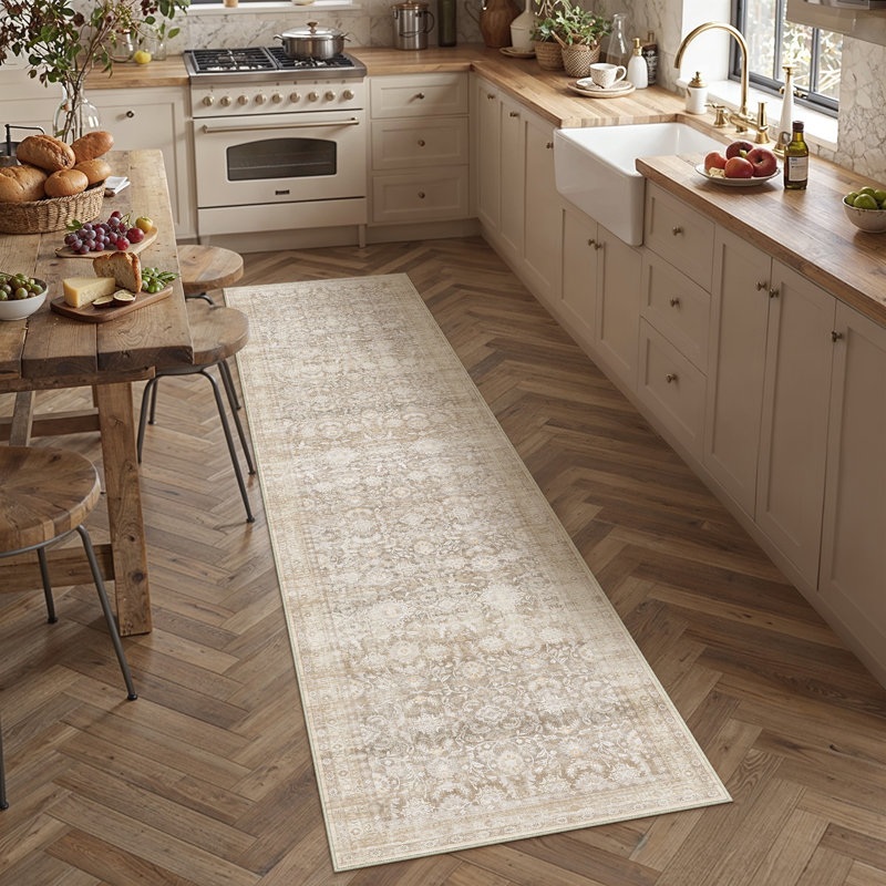 Tapis lavable Amber Vintage, Tapis de couloir 2 pi x 8 pi
