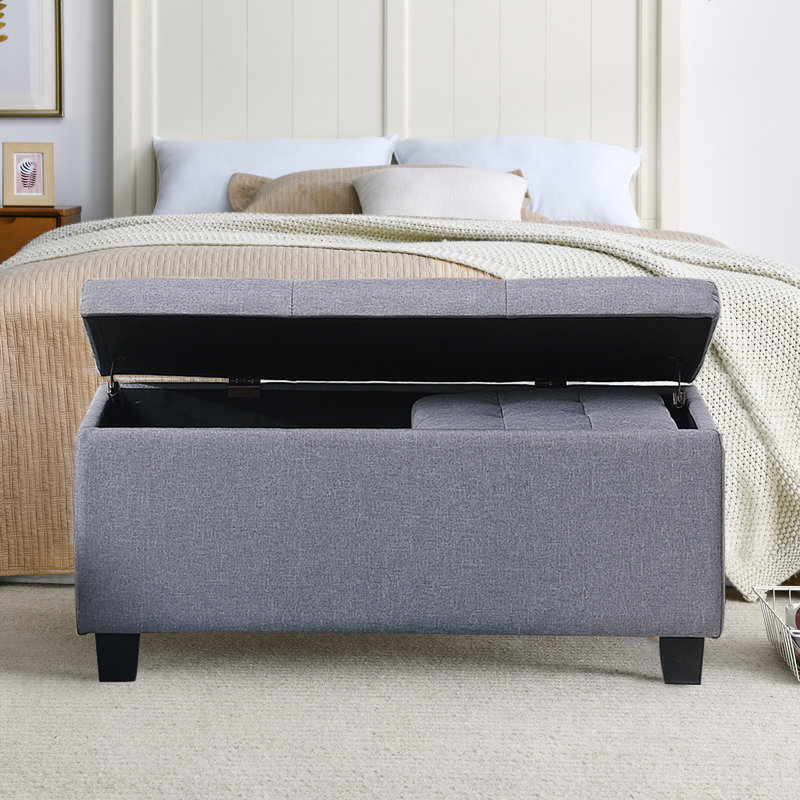 Repose-pieds avec rangement 38,58, 100 % lin gris