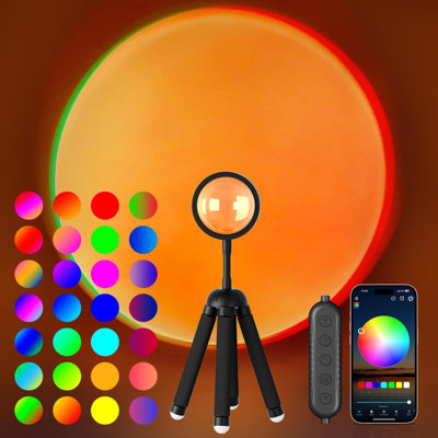 Sunset Lamp Projector With APP Control Multicolor Changing Led Lights For Room, Degree Rotation Sunlight Lamp Set Mood Lighting Bedroom Decor Christmas Gifts Photography