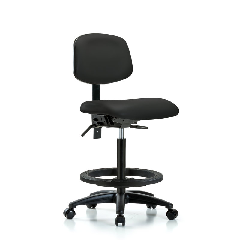 Nicholas Vinyl Drafting Chair, Black, Casters, Not Included