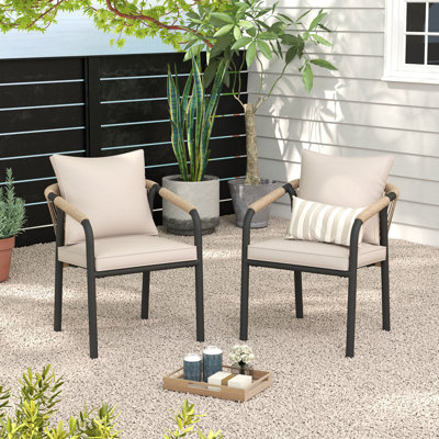 Outdoor Dining Armchair With Cushions