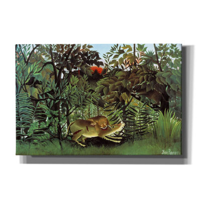 Art graphique sur toile, "The affamé lion, 1905" par Henri Rousseau