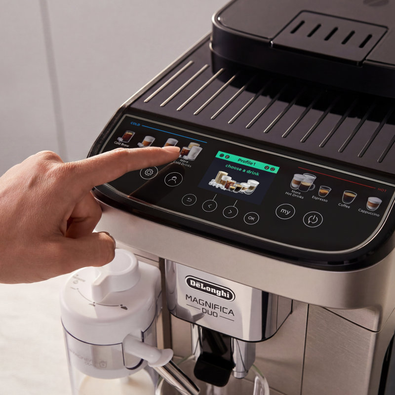De'Longhi Magnifica Duo Fully Automatic Espresso Machine with Grinder & Milk Frother in Stainless Steel