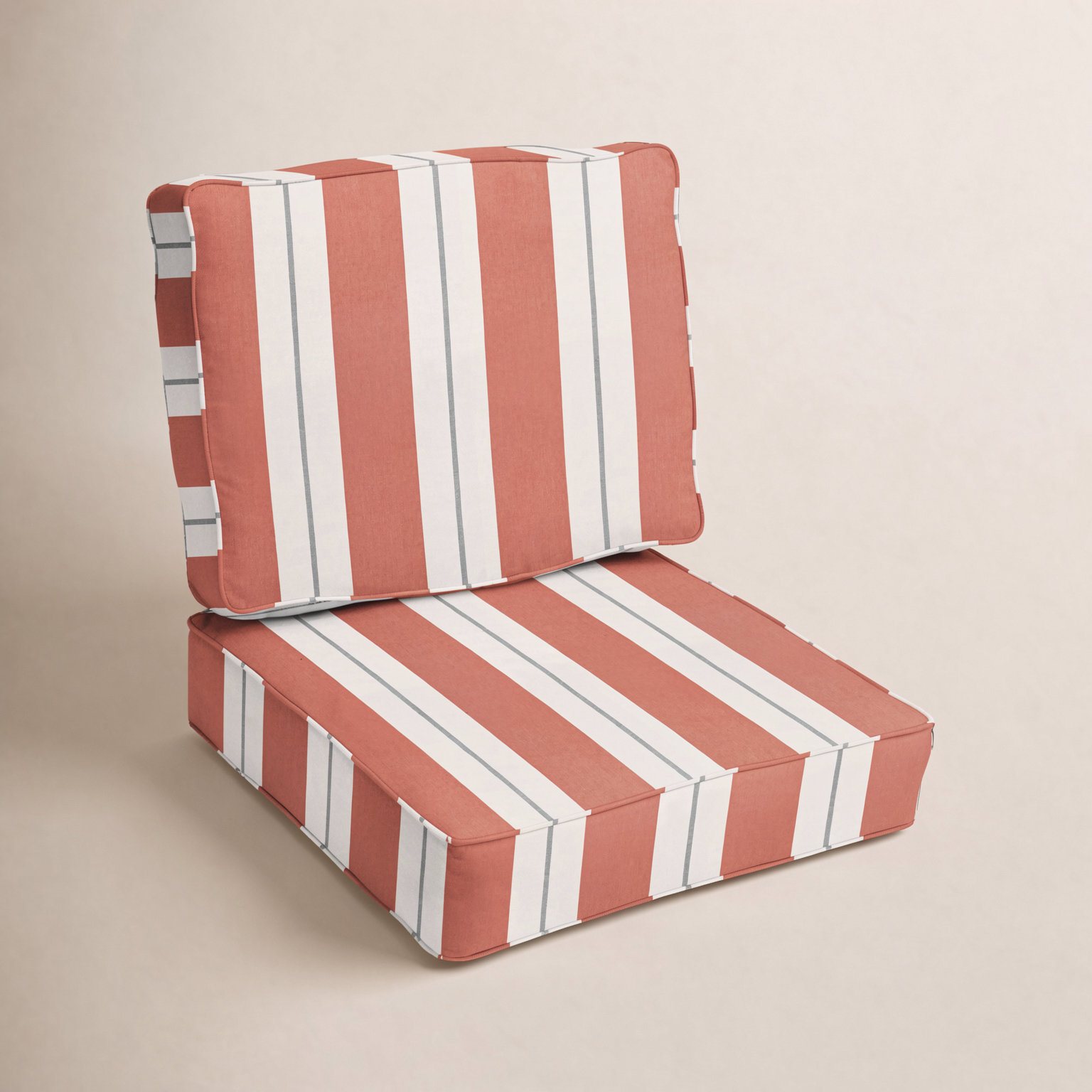 Deana Sunbrella® Seat and Back Cushion, 25" W x 23" D, Navy Stripe Sunbrella®