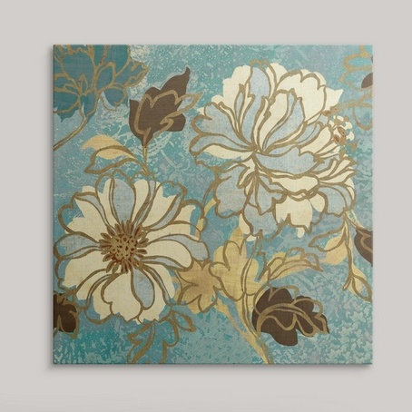 « sophias florals i blue », impression, H 35 po x l 35 po x P 1,5 po, Toile