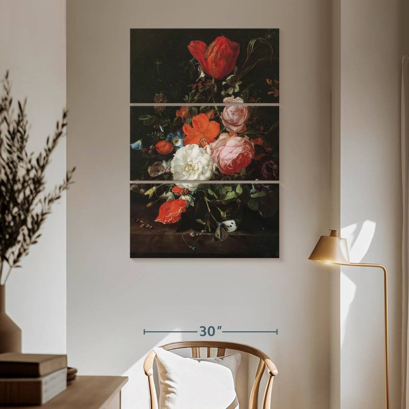 Vase avec fleurs 1715, H 65 po x l 42 po