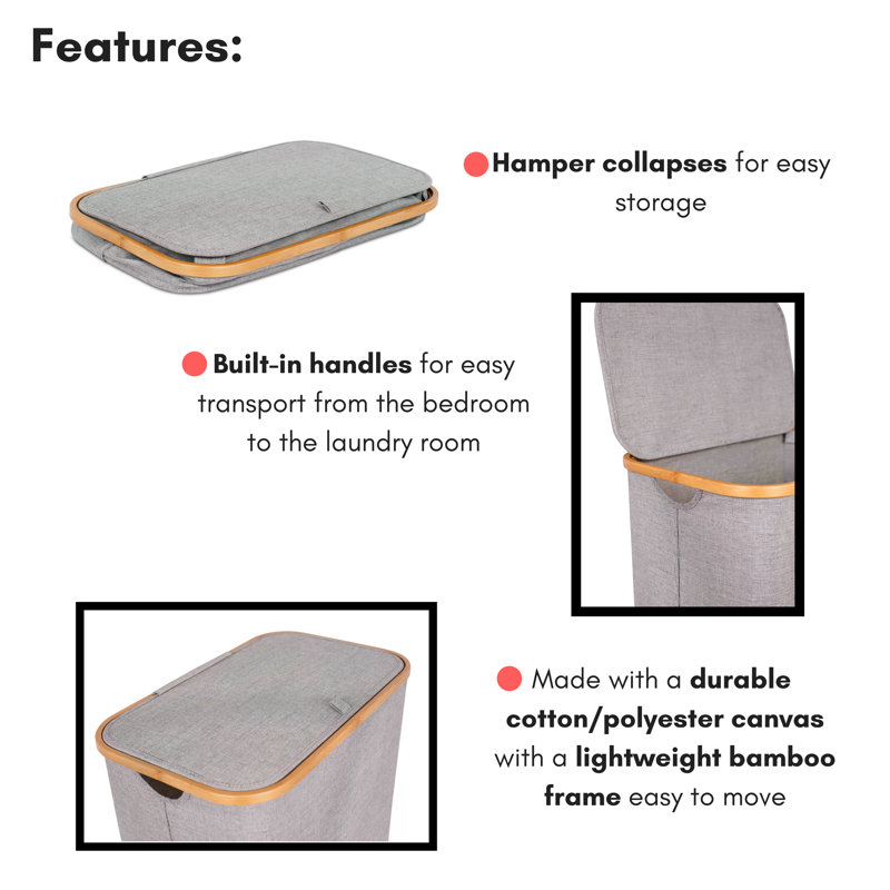 BirdRock Home Bamboo Laundry Hamper with Handles