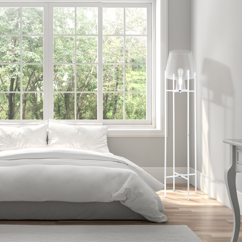 Lampe sur pied moderne 61 "H Nadia, Blanc, Transparent