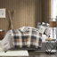 7 édredon neutre à chevrons pour très grand lit, motif à carreaux Buffalo, couvre-lit, taies décoratives, coussins décoratifs, jupe de lit, lavable à la machine, 7 pièces, teinté, rembourré, avec coussins et