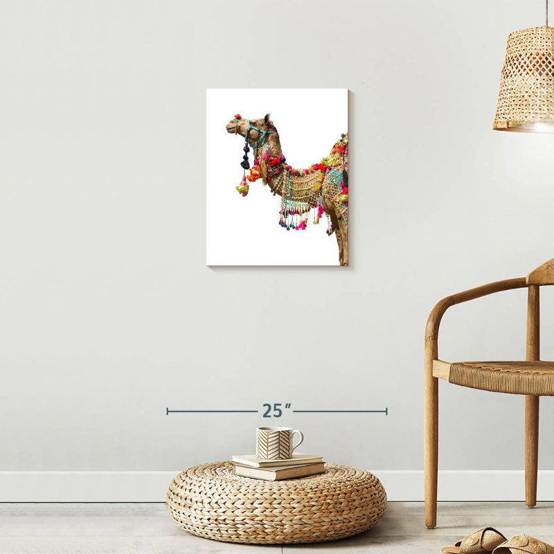 Chameau traditionnel sur toile, H 20 po x l 16 po