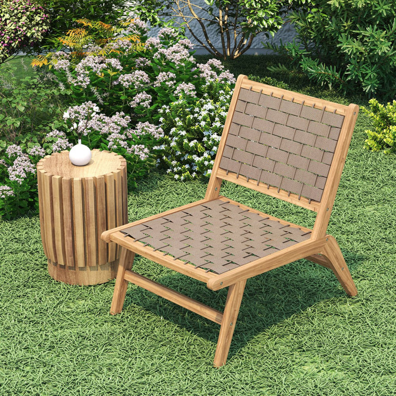 Chaise longue d'extérieur en bois de teck naturel