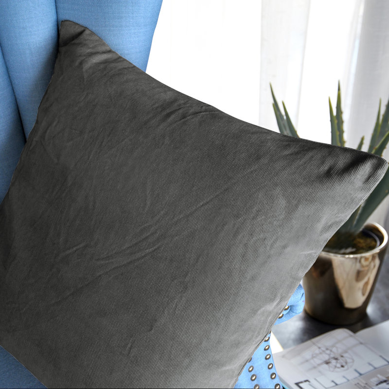 Housse de coussin carré, 20 po X 20 po, Flanelle grise