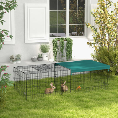 73" Small Animal Playpen By - Stunning Pet Fence For Rabbits, Chickens, Chinchillas. Indoor/outdoor. Steel Made, Easy Assembly, Ground Stakes Security Playpen, Indoor & Outdoor Use.