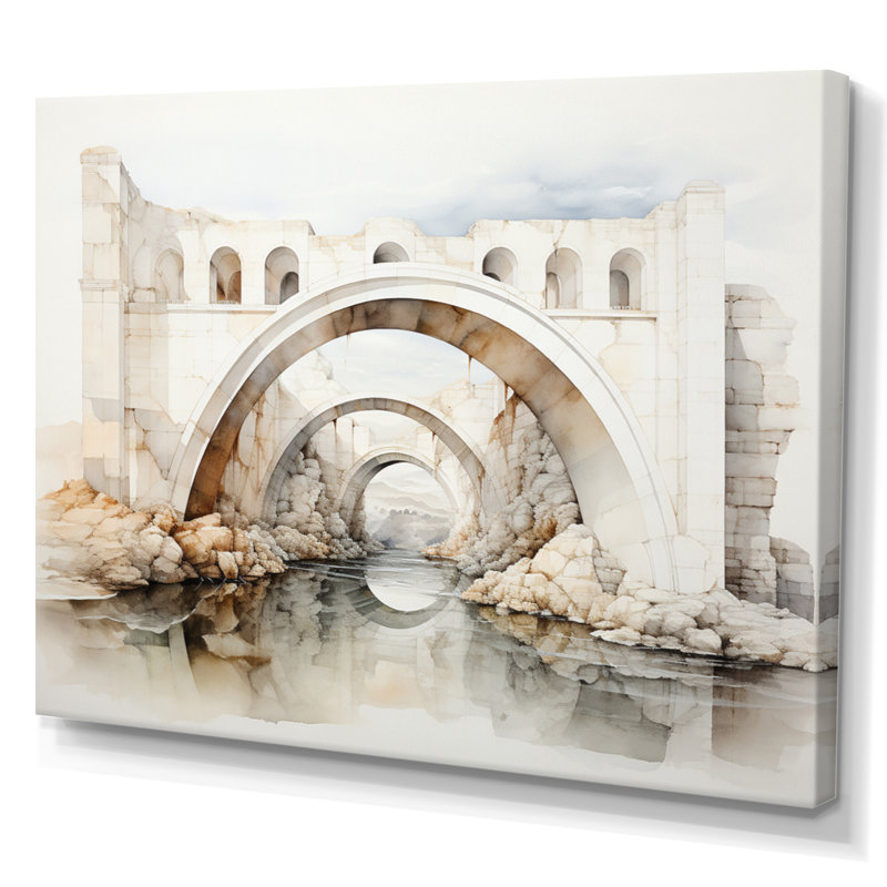 «Lyth Gray Bridge Minimalist Archway II», reproduction, H 34 po x l 44 po x P 1,5 po, Toile tendue