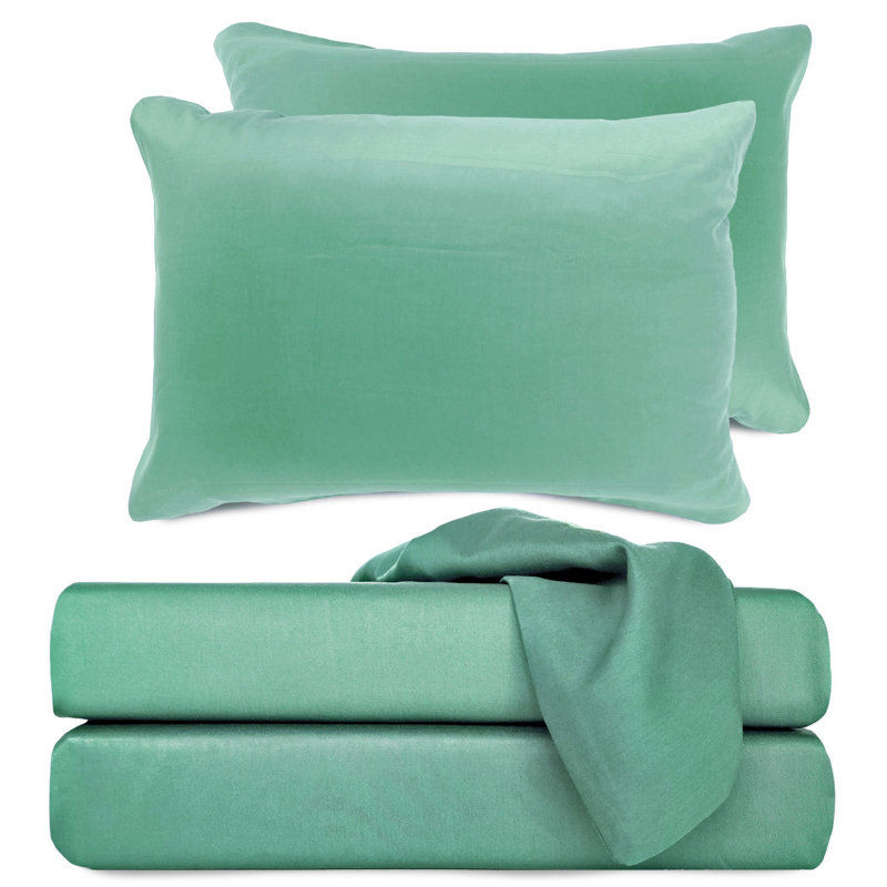 Ensemble de draps BedVoyage - 100% viscose de bambou - Froid et léger, Simple très long, Verre de mer