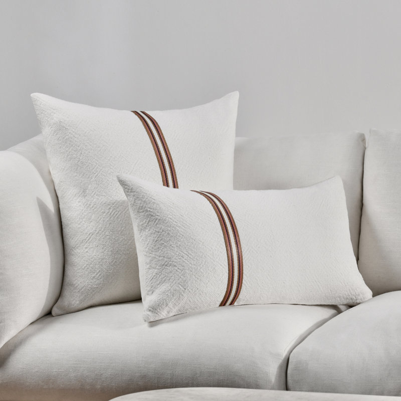 Ralph 14x26 Cotton Linen Fabric Throw Pillow, Ivory Sangria
