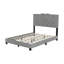 Lit tapissier pleine grandeur moderne gris avec tête de lit décorée à rivets, structure solide, pas besoin de sommier tapissier, requis