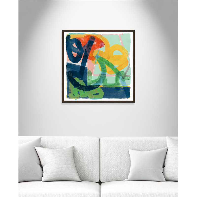 «Dwyer Link» par Cartissi - peinture encadrée, H 27,5 po x l 27,5 po x P 0,75 po, Cadre noyer