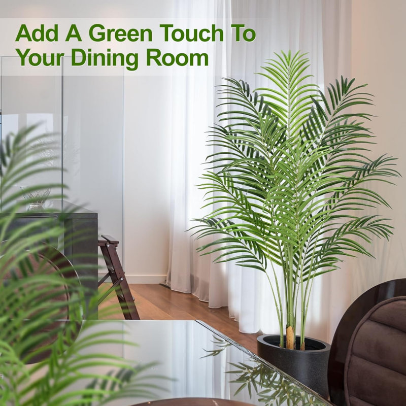 Artificial Palm Tree Indoor Plant Tall Fake Tropical Paradise Palm Tree In Pot With Real Bark Design Faux Areca Palm Tree