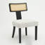 Ensemble de 2 chaises de salle à manger de style Mid-Century moderne, dossier en bois massif et filet de rotin, chaises d'appoint de salle à manger, cadre noir et ensemble de coussins beige