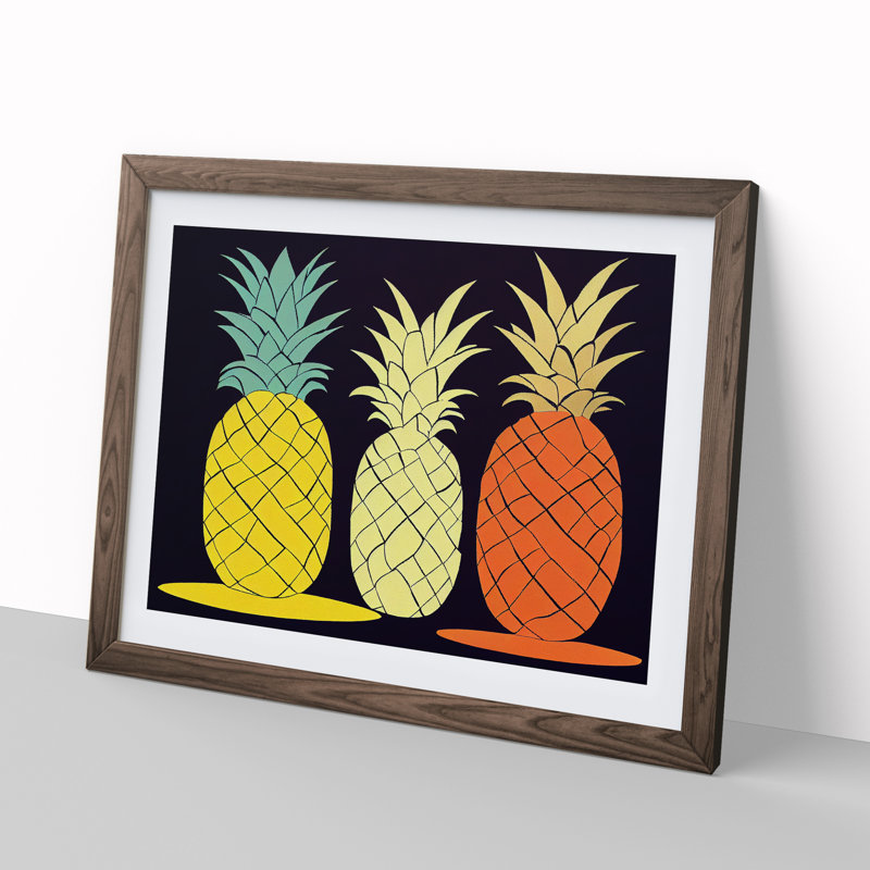 Abstract Pineapple Art Vol.2 - Framed Print, 25cm H x 34cm W x 2cm D, Walnut
