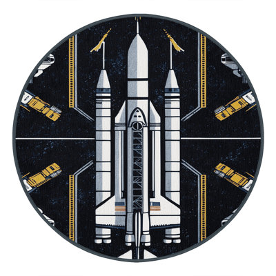 Machine Washable Transportation Gray Area Rug