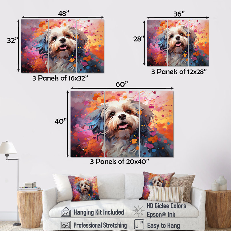 Ensemble de salon Popart Shih Tzu Serenade, H 40 po x l 60 po x P 1 po