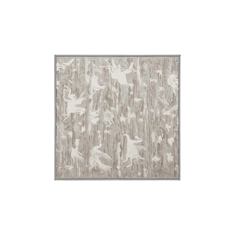 Tapis gris lavable à la machine, Carré 6 pi