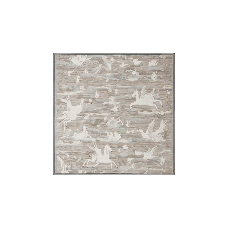 Tapis gris lavable à la machine, Carré 7 pi