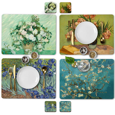 Ensemble de 4 napperons et sous-verres en liège 4 pièces Van Gogh