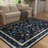 Living Room Rug 4x6 ft Dark Blue Area Rug Machine Washable Rug, Non Slip Vintage Rug Stain Resistant Indoor Large Carpet for Bedroom, Distressed Retro Floor Rug for Classroom, Dorm, Dining Room-691651241-680413491