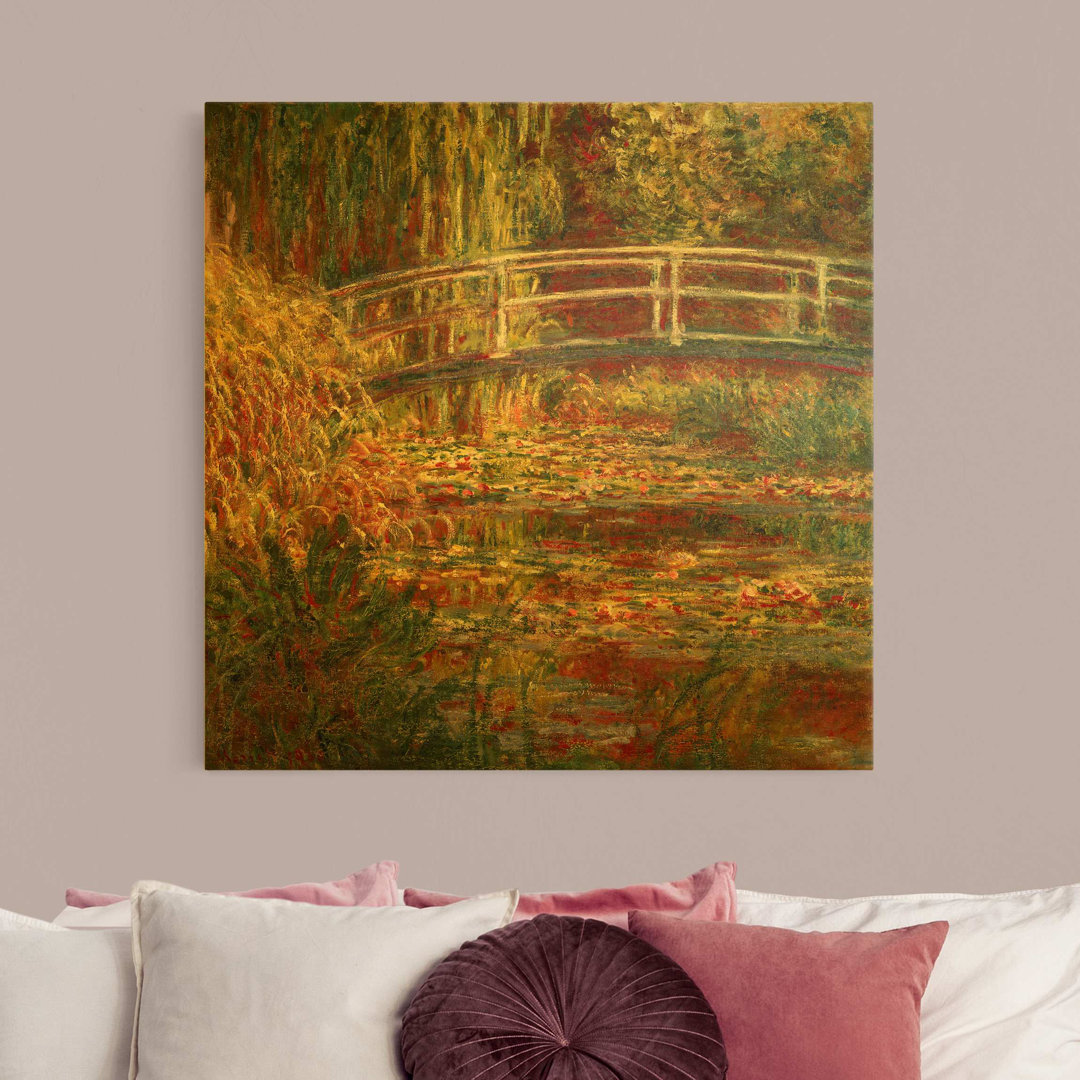 Leinwandbild Seerosenteich und Japanische Brücke (Harmonie in Rosa) von Claude Monet