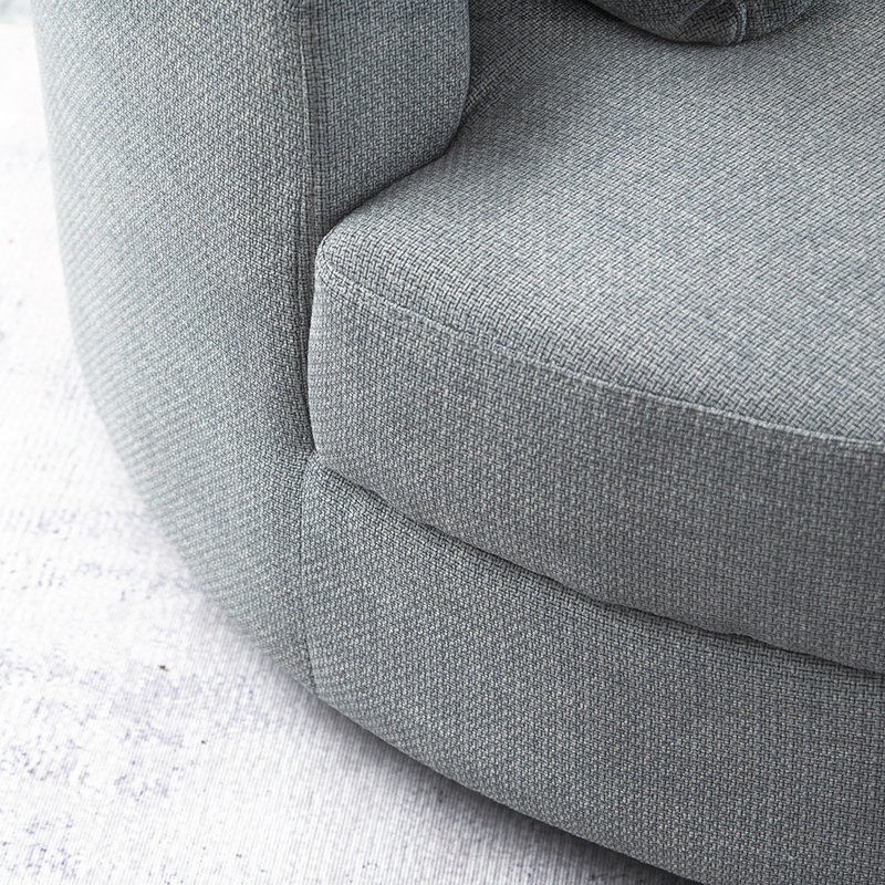 Fauteuil demi-tonneau avec repose-pieds Danieal, Lin gris pâle