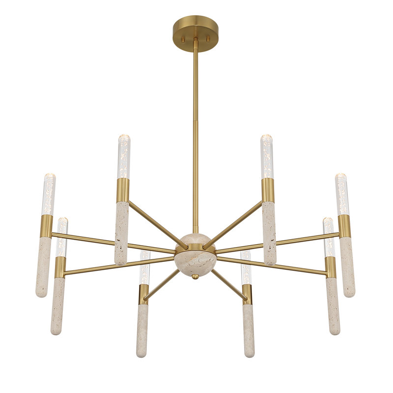 8-Light Chandelier in Warm Brass, Warm Brass