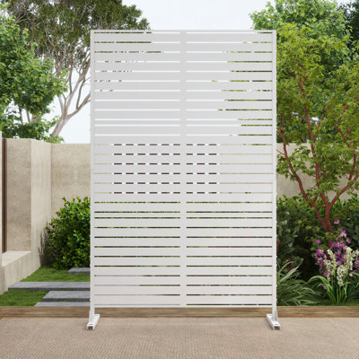 Pacifa 6.33 ft. H x 3.93 ft. W Metal Privacy Screen Panel Stripe Pattern by Pia Ricco