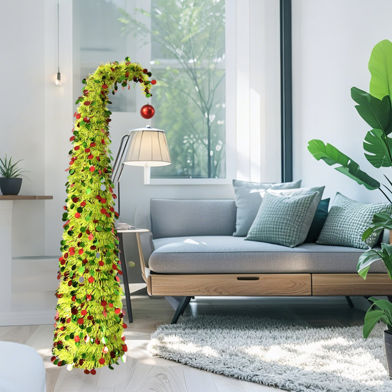 Arbre courbé 5 pi avec 50 lumières DEL décoratives pour Noël, maison, bureau