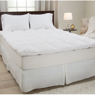 Mattress Protector - 2-Inch Duck Feather Gusset Mattress Pad for Beds - 233 Thread Count Mattress Cover by Lavish Home