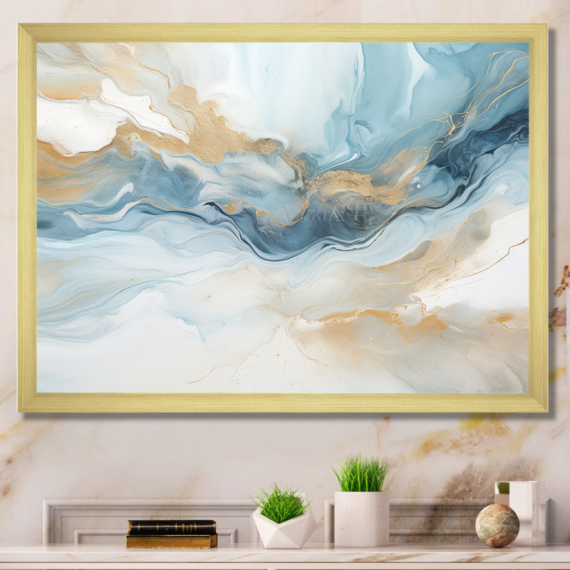 «Blue Storm Charm», impression sur toile, Cadre doré simple, H 16 po x l 32 po x P 1 po