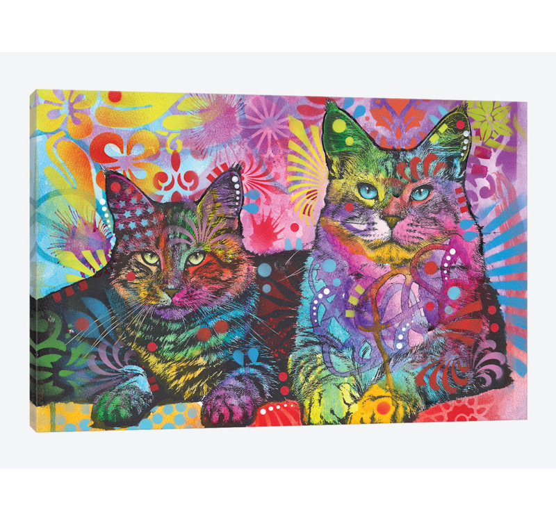 «2 Cats», impression sur toile, H 12 po x l 18 po x P 1,5 po, Toile tendue