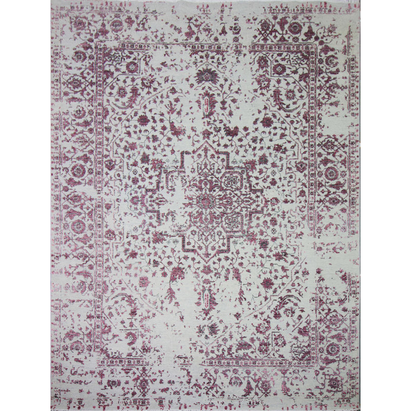 Oriental Area Rug in Silver, Rectangle 5' x 8'