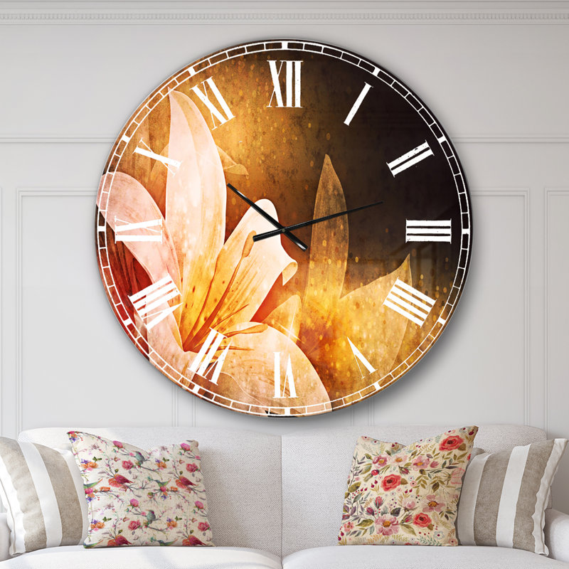 Shining Brown Fractal Flower - Traditional wall clock, Oversized
