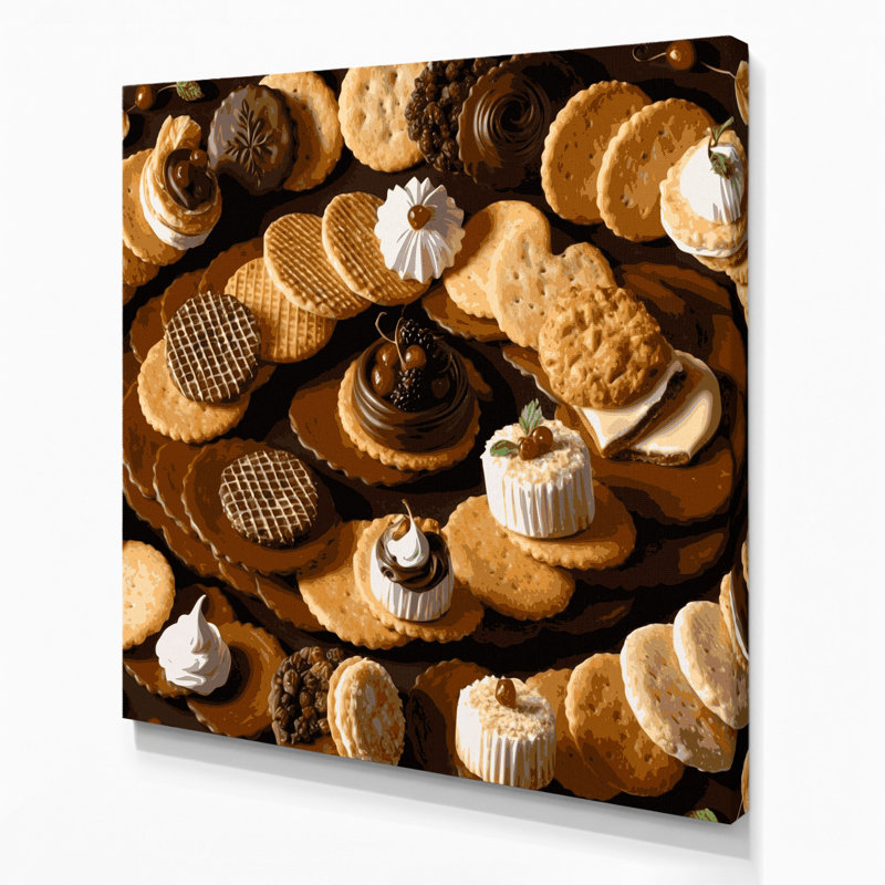 Desserts craquelins, art mural sur toile noire, H 12 po x l 12 po