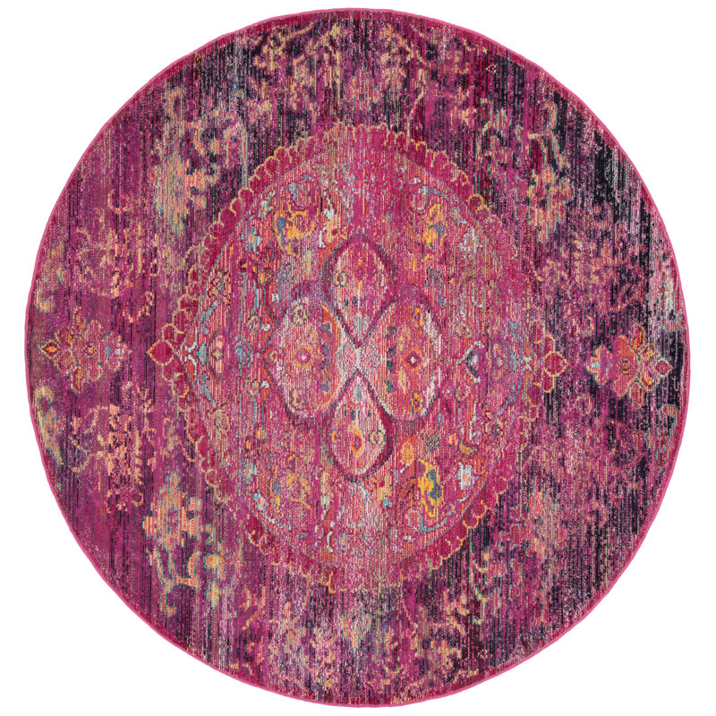 Tapis oriental fuchsia / mauve, Rond 7 pi