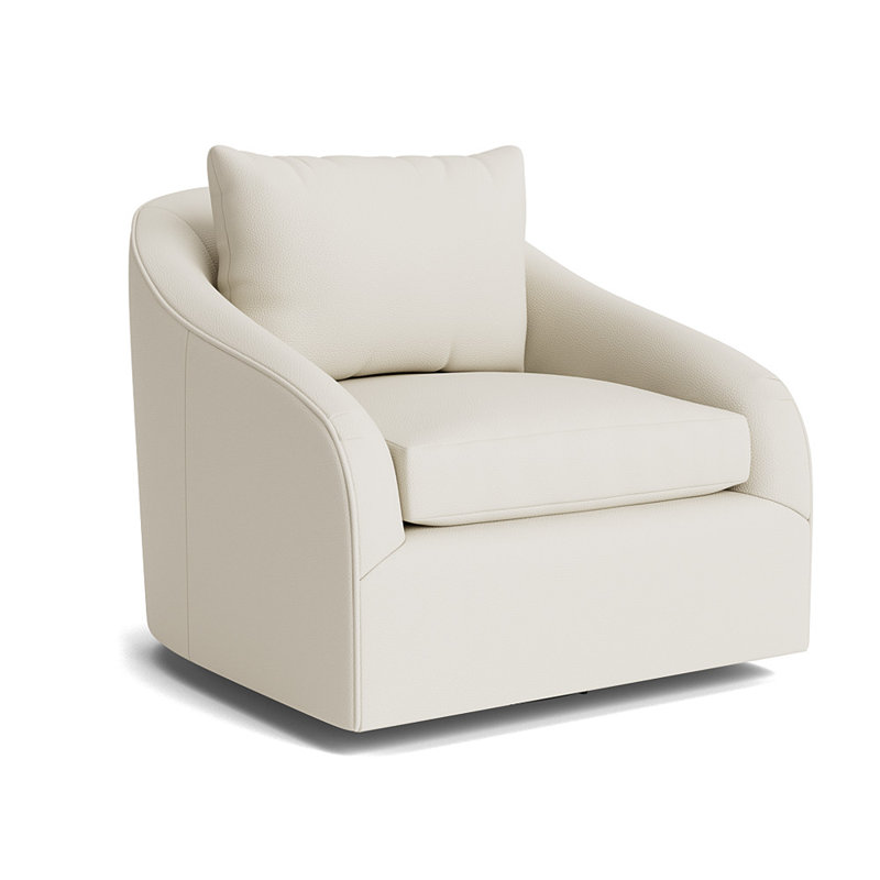 Laurel Upholstered Swivel Armchair, Greenwich Performance Leather - Cream
