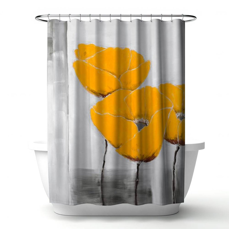 Floral – Polyester Shower Curtain, Dye Sublimation Print, 71" W × 74" L