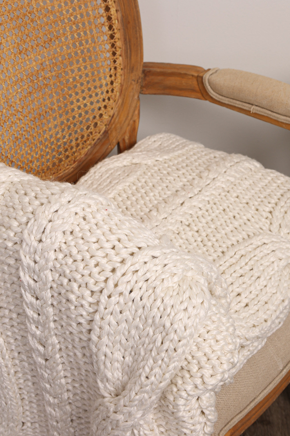 Wool Throw Blanket, Off White