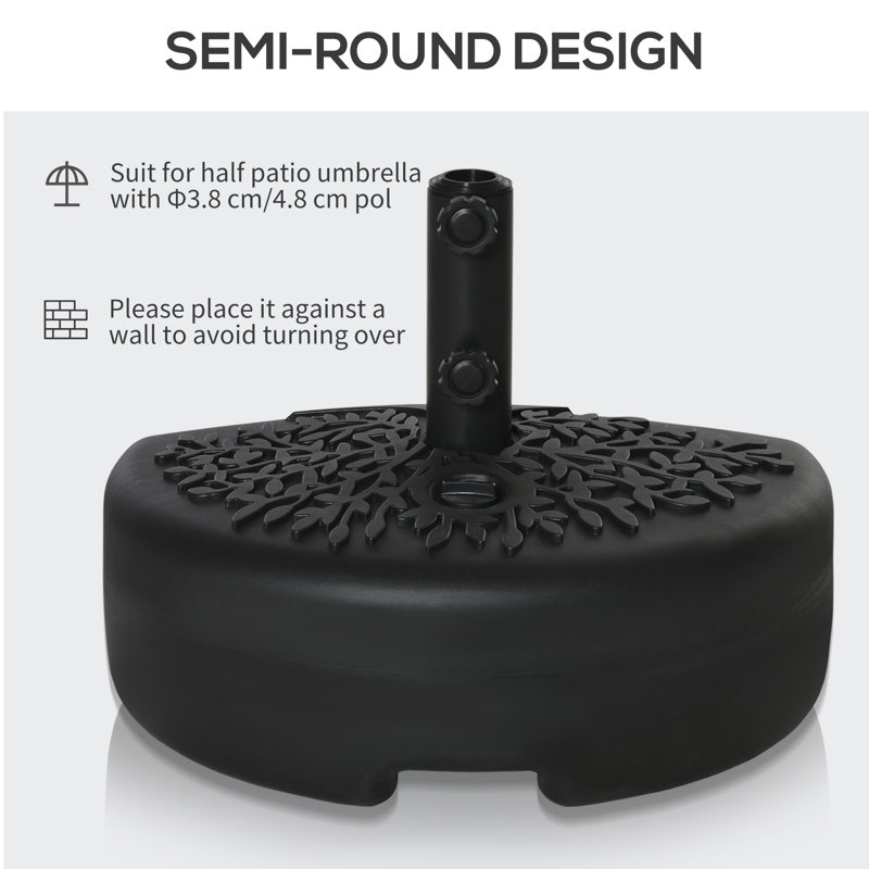 Black Metal Half Round Patio Umbrella Base Stand Holder