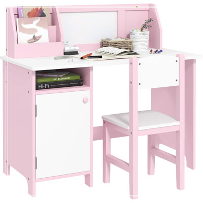 Ensemble de bureau et chaise pour tout-petits, bureau d'écriture pour enfants, table d'étude pour enfants avec tableau blanc, armoire de rangement, mobilier pour enfants, cadeaux artistiques pour enfants