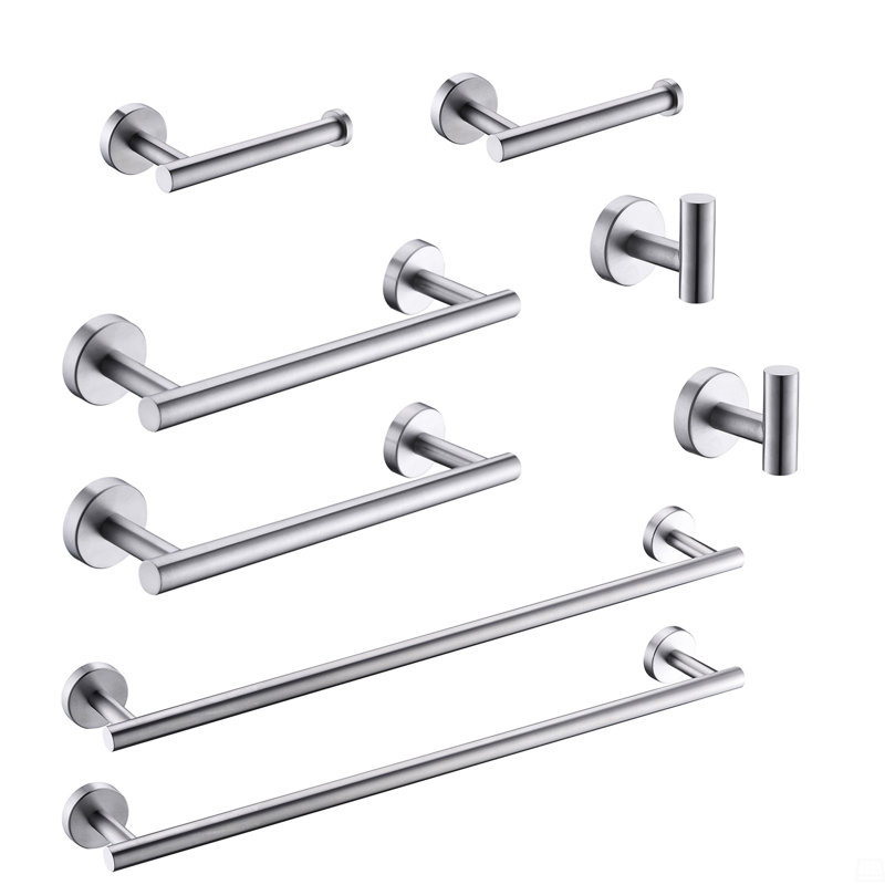 Ensemble d'accessoires de salle de bain en nickel brossé 8 pièces, ensemble de quincaillerie de salle de bain en acier inoxydable, ensemble de barre à serviettes de bain, porte-serviettes mural pour salle de bain.