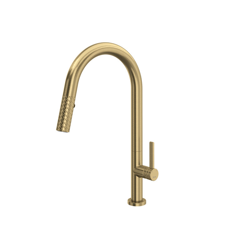 Tenerife Pull-Down Kitchen Faucet With C-Spout, Antique Gold